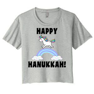 Happy Hanukkah Magic Unicorn Women's Crop Top Tee