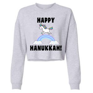 Happy Hanukkah Magic Unicorn Cropped Pullover Crew