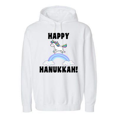 Happy Hanukkah Magic Unicorn Garment-Dyed Fleece Hoodie