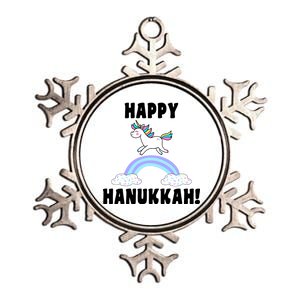 Happy Hanukkah Magic Unicorn Metallic Star Ornament