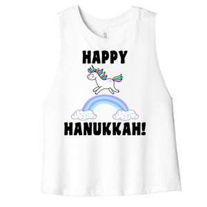 Happy Hanukkah Magic Unicorn Women's Racerback Cropped Tank