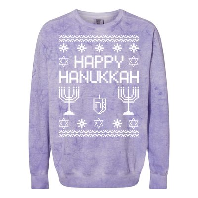 Happy Hanukkah Ugly Colorblast Crewneck Sweatshirt