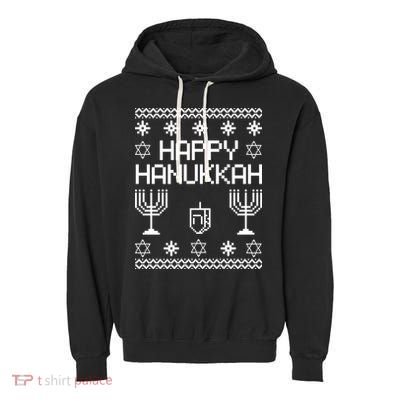 Happy Hanukkah Ugly Garment-Dyed Fleece Hoodie