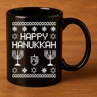 Happy Hanukkah Ugly 11oz C Handle Ceramic Mug