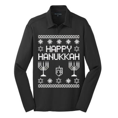 Happy Hanukkah Ugly Silk Touch Performance Long Sleeve Polo