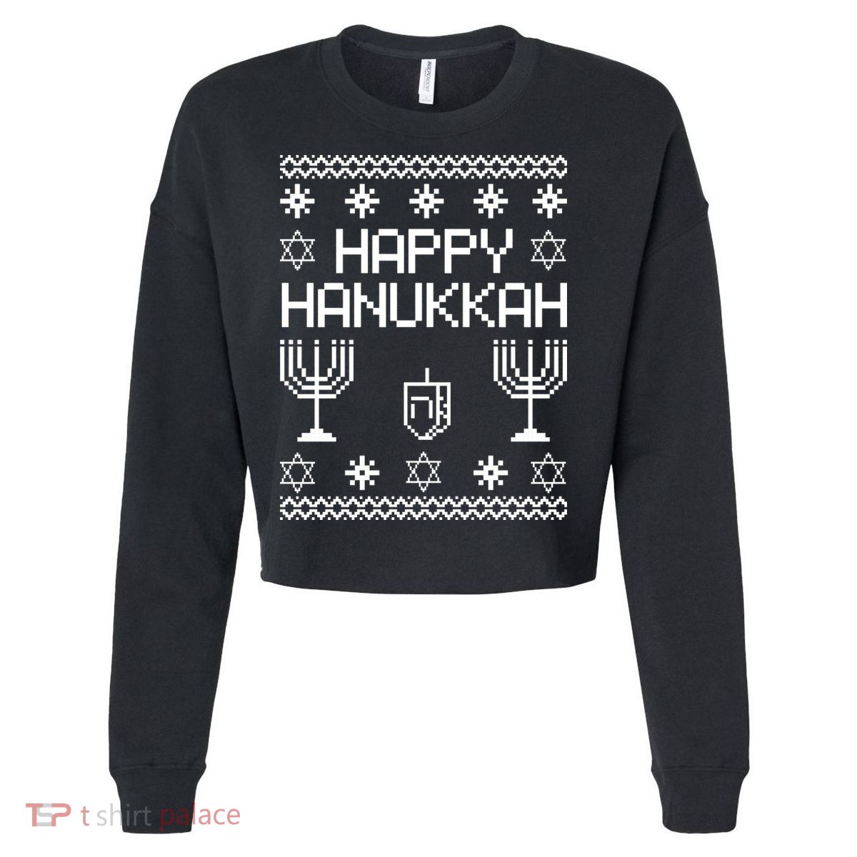 Happy Hanukkah Ugly Cropped Pullover Crew
