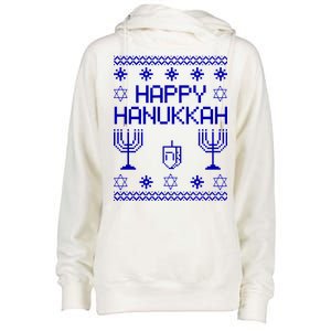 Happy Hanukkah Ugly Womens Funnel Neck Pullover Hood