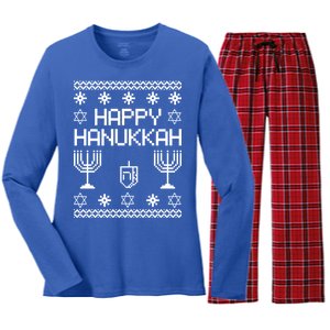 Happy Hanukkah Ugly Women's Long Sleeve Flannel Pajama Set 