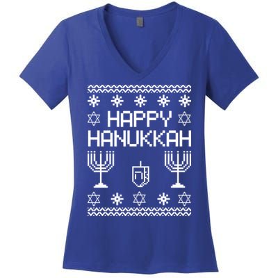 Happy Hanukkah Ugly Women's V-Neck T-Shirt