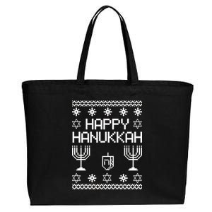 Happy Hanukkah Ugly Cotton Canvas Jumbo Tote