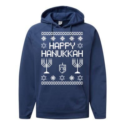 Happy Hanukkah Ugly Performance Fleece Hoodie