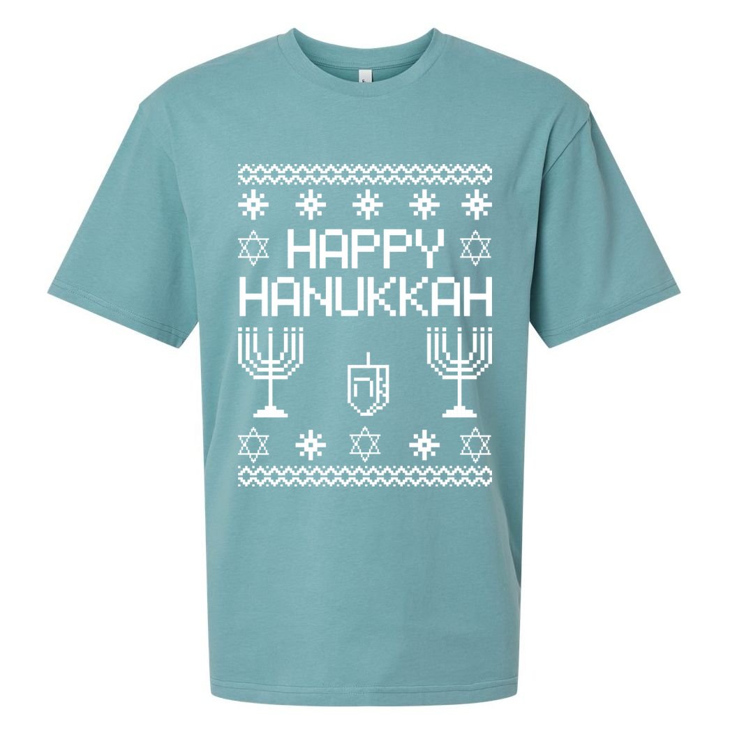 Happy Hanukkah Ugly Sueded Cloud Jersey T-Shirt