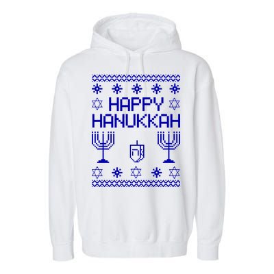 Happy Hanukkah Ugly Garment-Dyed Fleece Hoodie