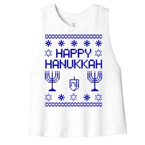 Happy Hanukkah Ugly Women's Racerback Cropped Tank