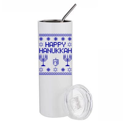 Happy Hanukkah Ugly Stainless Steel Tumbler