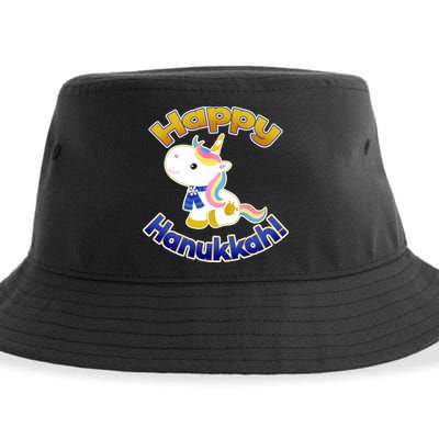 Happy Hanukkah Unicorn Sustainable Bucket Hat