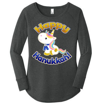 Happy Hanukkah Unicorn Women's Perfect Tri Tunic Long Sleeve Shirt