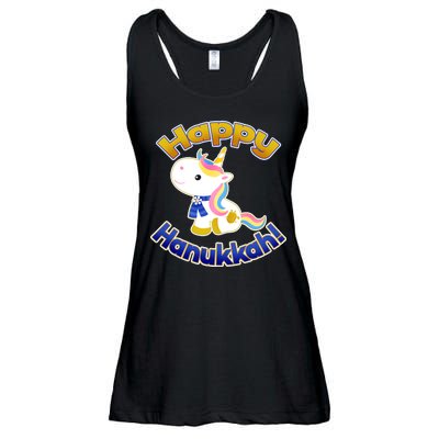 Happy Hanukkah Unicorn Ladies Essential Flowy Tank