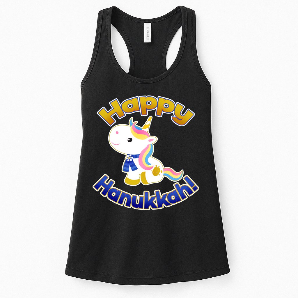 Happy Hanukkah Unicorn Womens Tank Top