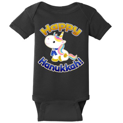 Happy Hanukkah Unicorn Baby Bodysuit