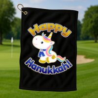 Happy Hanukkah Unicorn Golf Towel