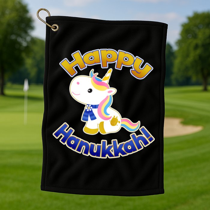 Happy Hanukkah Unicorn Golf Towel