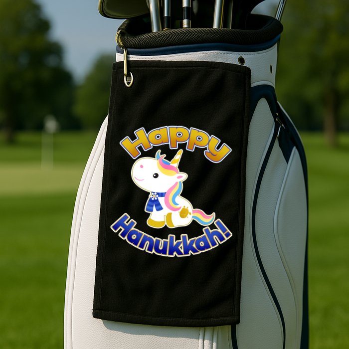 Happy Hanukkah Unicorn Golf Towel