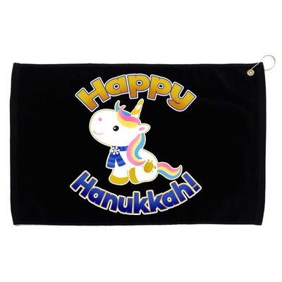 Happy Hanukkah Unicorn Grommeted Golf Towel