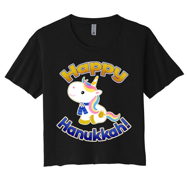 Happy Hanukkah Unicorn Crop Top
