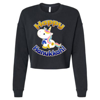 Happy Hanukkah Unicorn Cropped Pullover Crew