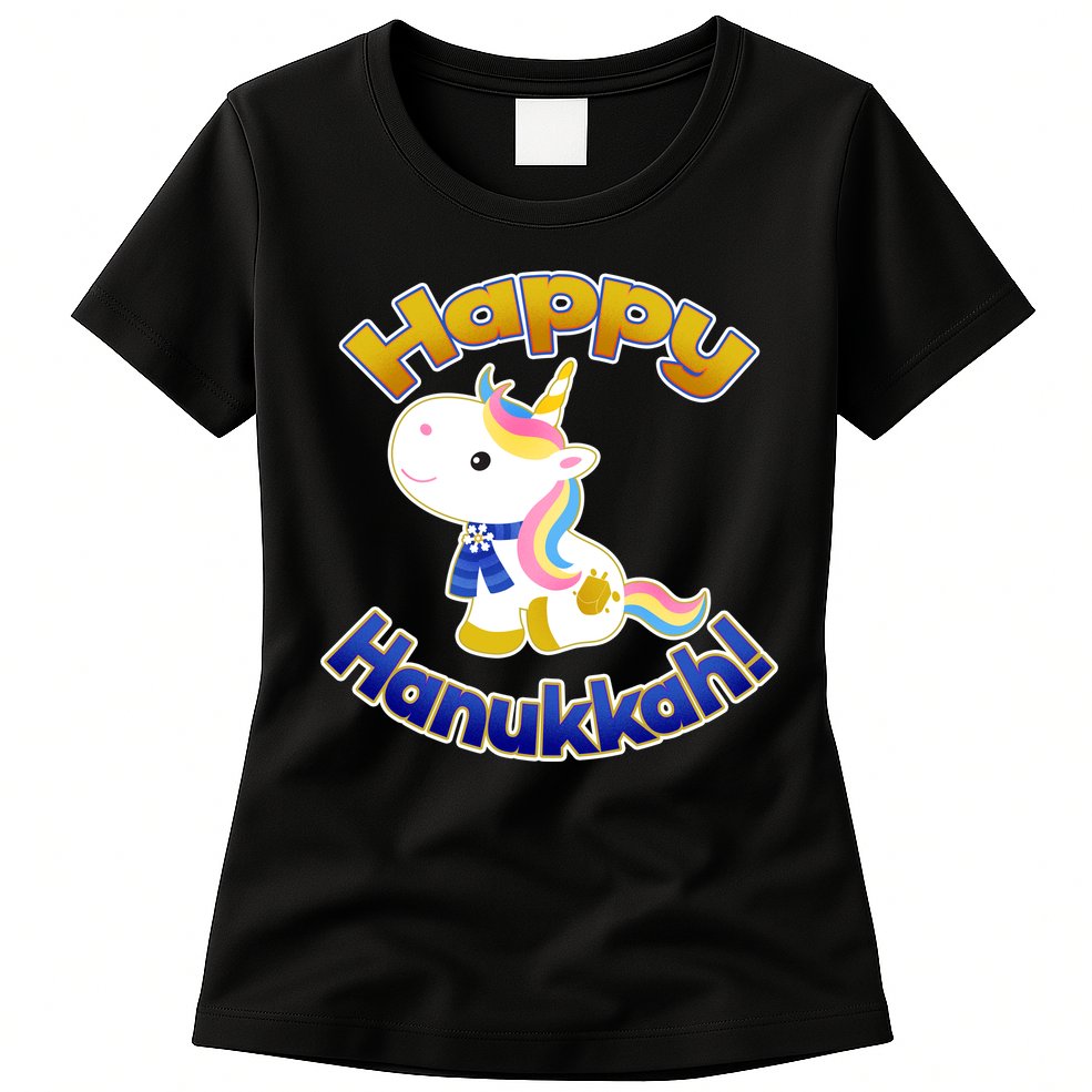 Happy Hanukkah Unicorn Womens T-Shirt