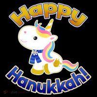 Happy Hanukkah Unicorn Short Acrylic Beanie