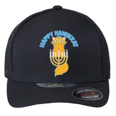 Happy Hanukkat Hanukkah Jewish Cat Flexfit Unipanel Trucker Cap