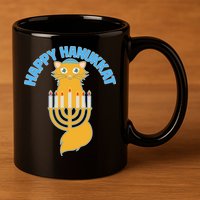 Happy Hanukkat Hanukkah Jewish Cat 11oz C Handle Ceramic Mug