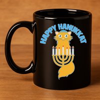 Happy Hanukkat Hanukkah Jewish Cat 11oz C Handle Ceramic Mug