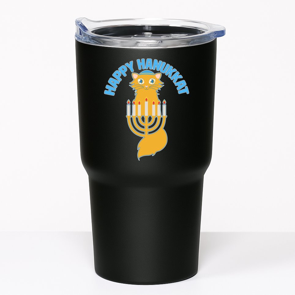 Happy Hanukkat Hanukkah Jewish Cat Tumbler