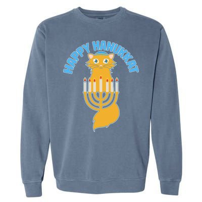 Happy Hanukkat Hanukkah Jewish Cat Garment-Dyed Sweatshirt