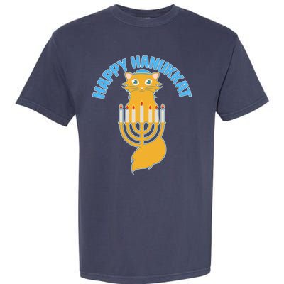 Happy Hanukkat Hanukkah Jewish Cat Garment-Dyed Heavyweight T-Shirt