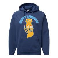 Happy Hanukkat Hanukkah Jewish Cat Performance Fleece Hoodie