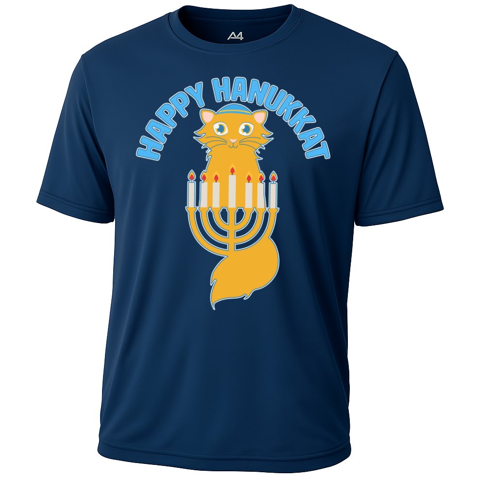 Happy Hanukkat Hanukkah Jewish Cat Cooling Performance Crew T-Shirt