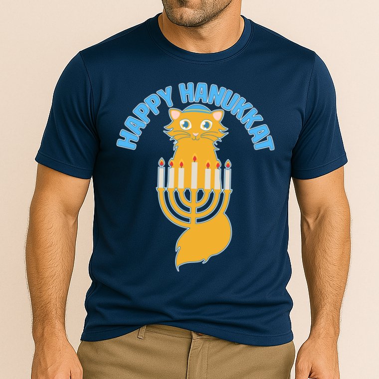 Happy Hanukkat Hanukkah Jewish Cat Cooling Performance Crew T-Shirt