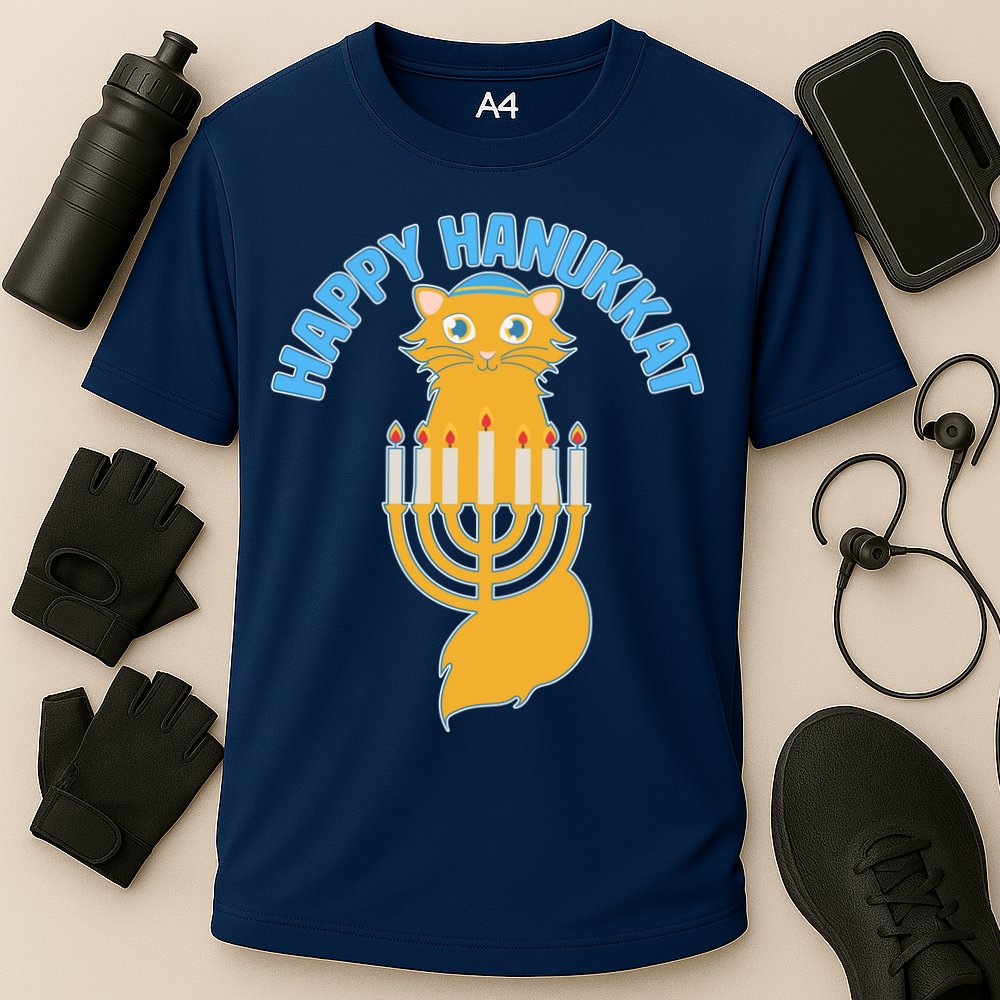Happy Hanukkat Hanukkah Jewish Cat Cooling Performance Crew T-Shirt