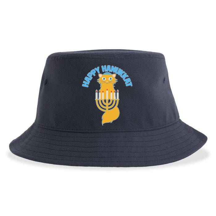 Happy Hanukkat Hanukkah Jewish Cat Sustainable Bucket Hat