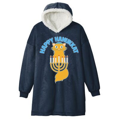 Happy Hanukkat Hanukkah Jewish Cat Hooded Wearable Blanket