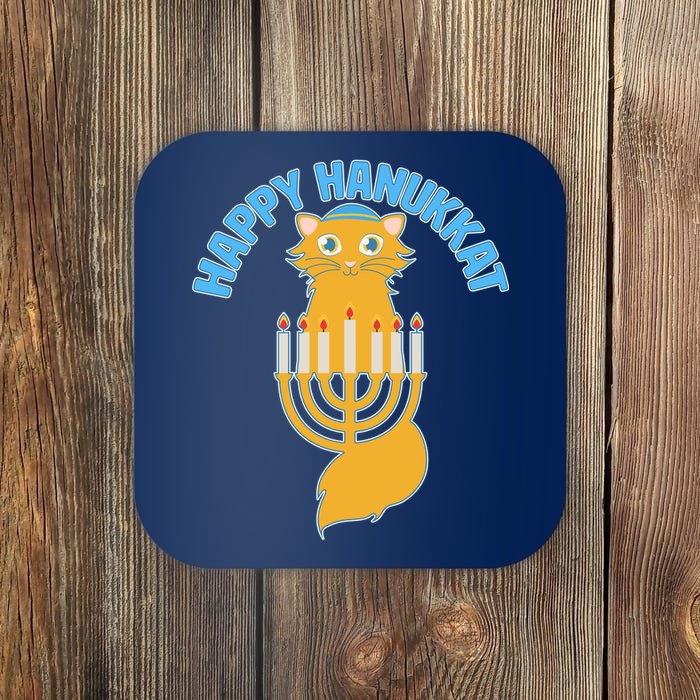 Happy Hanukkat Hanukkah Jewish Cat Coaster