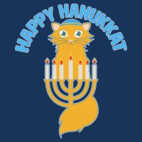 Happy Hanukkat Hanukkah Jewish Cat Drawstring Bag