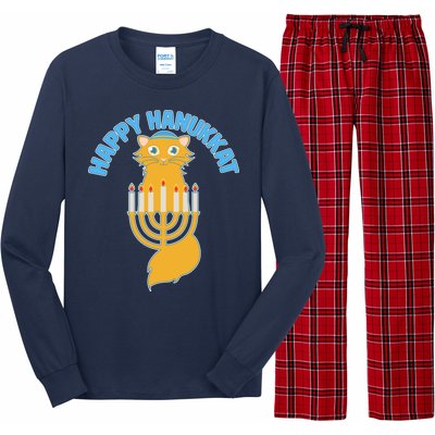 Happy Hanukkat Hanukkah Jewish Cat Long Sleeve Pajama Set