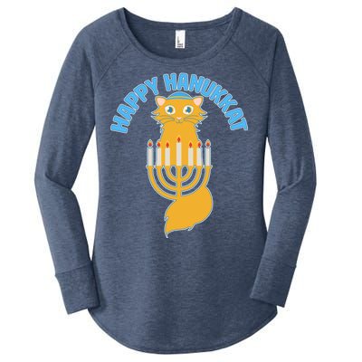 Happy Hanukkat Hanukkah Jewish Cat Women's Perfect Tri Tunic Long Sleeve Shirt