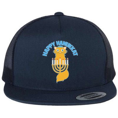 Happy Hanukkat Hanukkah Jewish Cat Flat Bill Trucker Hat