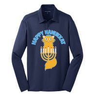 Happy Hanukkat Hanukkah Jewish Cat Silk Touch Performance Long Sleeve Polo